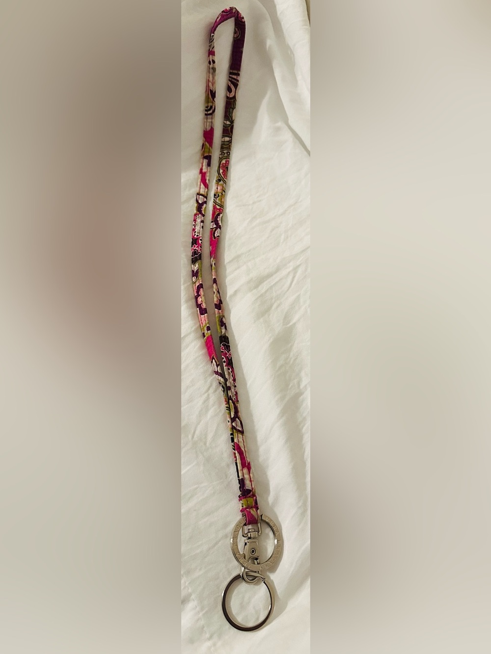 Vera Bradley Pink Purple Floral Fabric Lanyard Strap